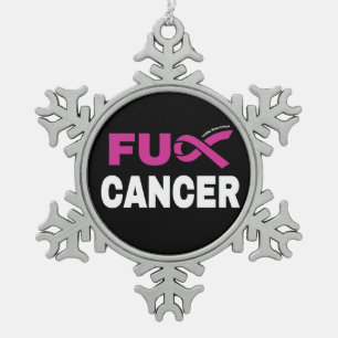 FU CANCER...Brustkrebs Schneeflocken Zinn-Ornament