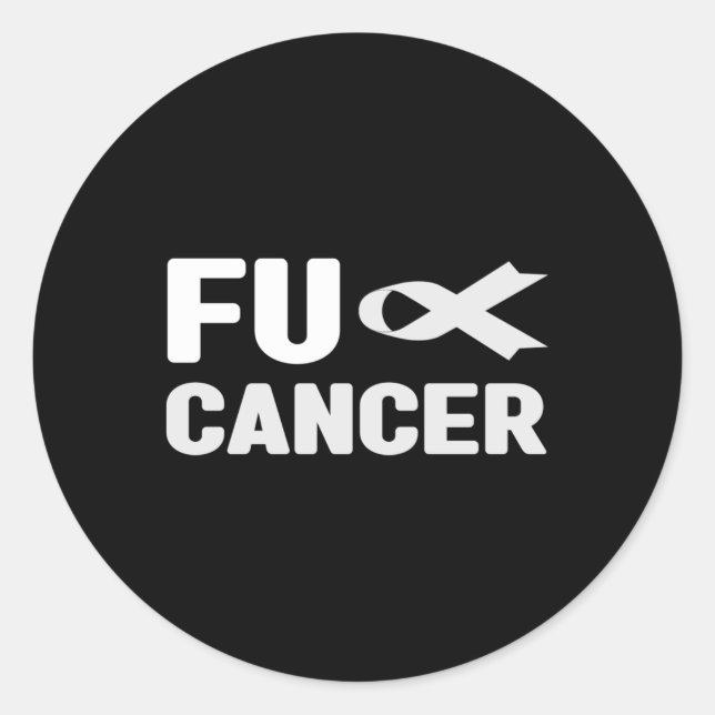 Fu Cancer T Shirt - Weißes Band, Fu Lungenkrebs A Runder Aufkleber (Vorderseite)
