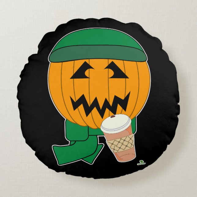 Fu Hipster Jack-o-Laterne Kaffeekomme Halloween Rundes Kissen (Vorderseite)