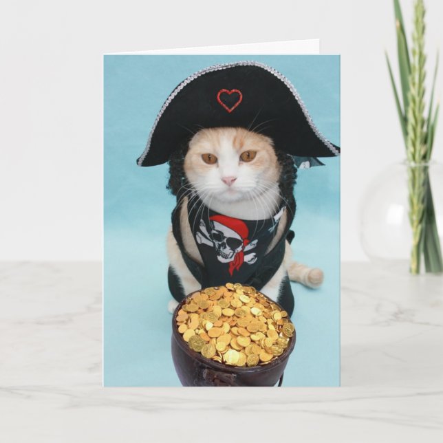 Fu[nny Pirate Kitty Valentine Feiertagskarte (Vorderseite)
