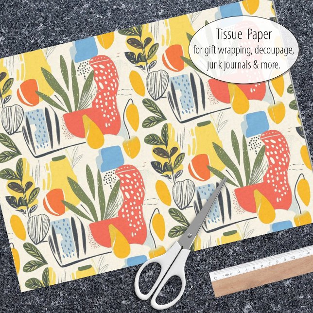 Fuavism Style Lebhafte Farben Garten Pot Seidenpapier (Tissue paper for gift wrap and decoupage)