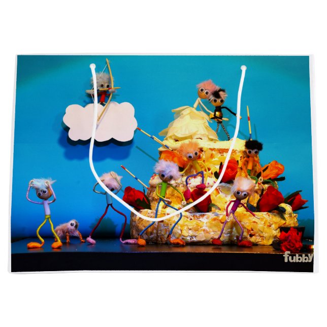 Fubby bruiloft met cupido die voor liefde zorgt. große geschenktüte (Vorderseite)