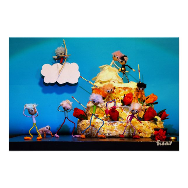 Fubby bruiloft met cupido die voor liefde zorgt. poster (Vorderseite)