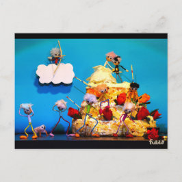 Fubby bruiloft met cupido die voor liefde zorgt. postkarte