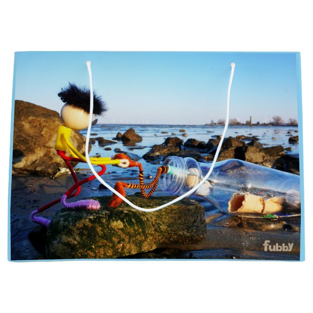 Fubby met flessenpost aan de kust. große geschenktüte (Vorderseite)