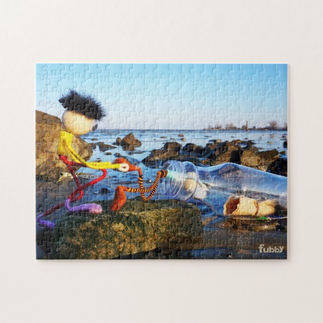 Fubby met flessenpost aan de kust. puzzle (Horizontal)