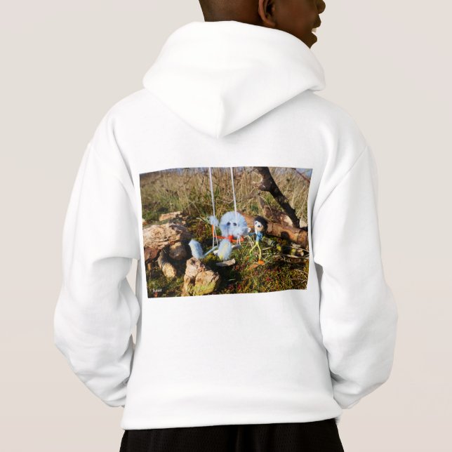 Fubby monster op de schommel. hoodie (Rückseite)