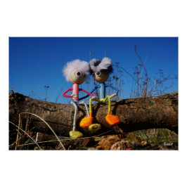 Fubby paartje dat romantisch verliefd zitten. poster