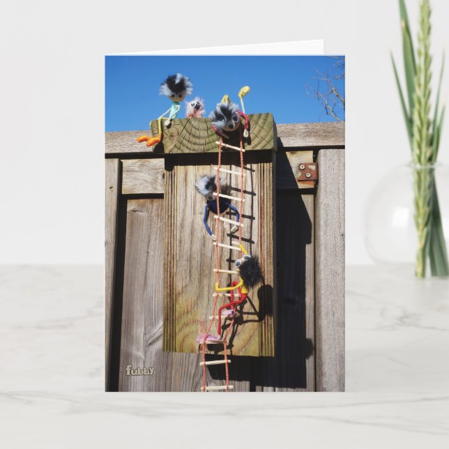 Fubby's die een vogelhuis beklimmen. karte (Vorderseite)