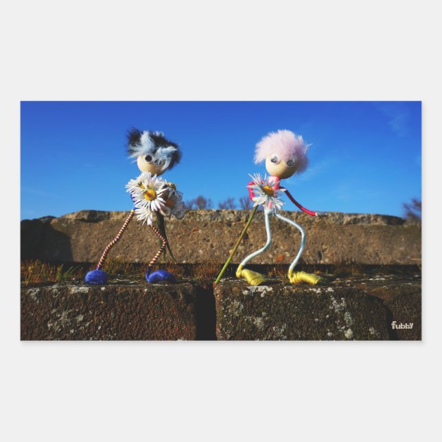 Fubby's die elkaars Valentijn zijn. Rechteckiger Aufkleber (Vorderseite)