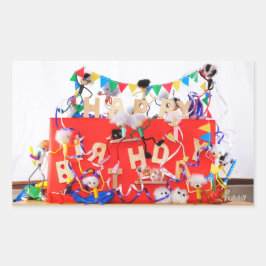 Fubby's die feest vieren voor verjaardag. rechteckiger aufkleber