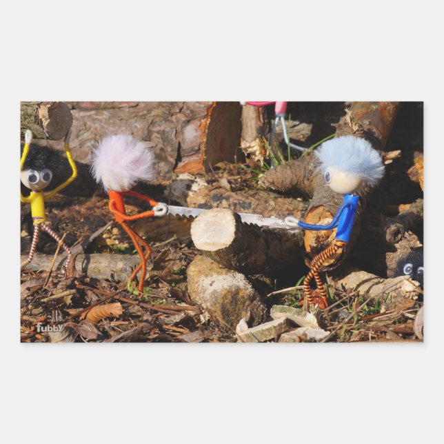 Fubby's die hout zagen. rechteckiger aufkleber (Vorderseite)