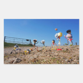 Fubby's die korfballen, winnen of verliezen. rechteckiger aufkleber