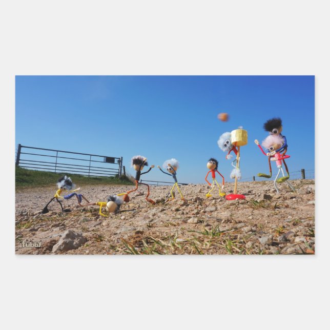 Fubby's die korfballen, winnen of verliezen. rechteckiger aufkleber (Vorderseite)