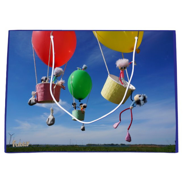Fubby's in luchtballonnen die op avontuur gaan. große geschenktüte (Vorderseite)