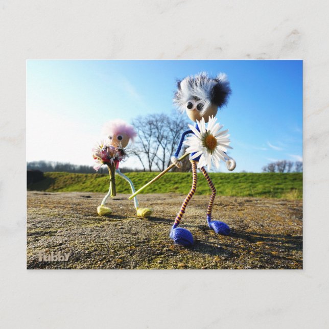 Fubby's in natuur met madeliefjes. postkarte (Vorderseite)