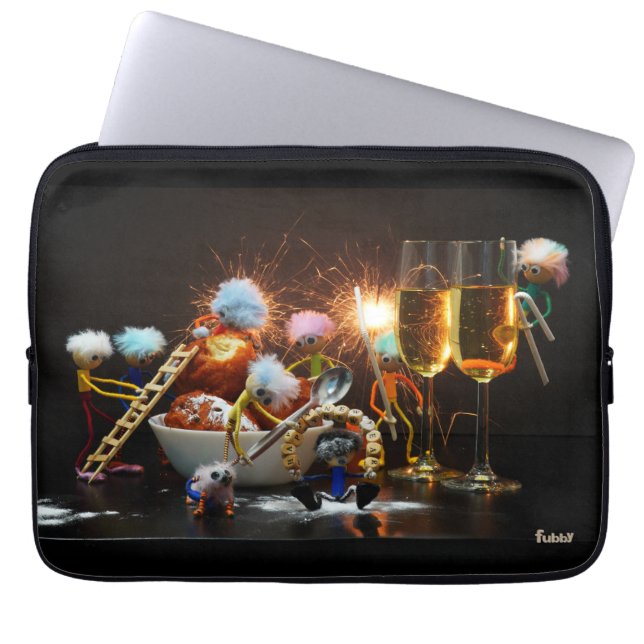 Fubby's met Jaarwisseling bij feestdagen. Laptopschutzhülle (Vorderseite)
