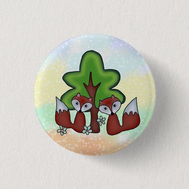 Füches mit Baum Button (Vorderseite)