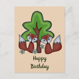 Füches mit Baum Postkarte