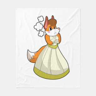 Fuchs als Braut mit Hochzeitskleid.PNG Fleecedecke
