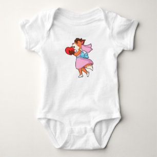 Fuchs als Braut mit Kleid und Herz Baby Strampler