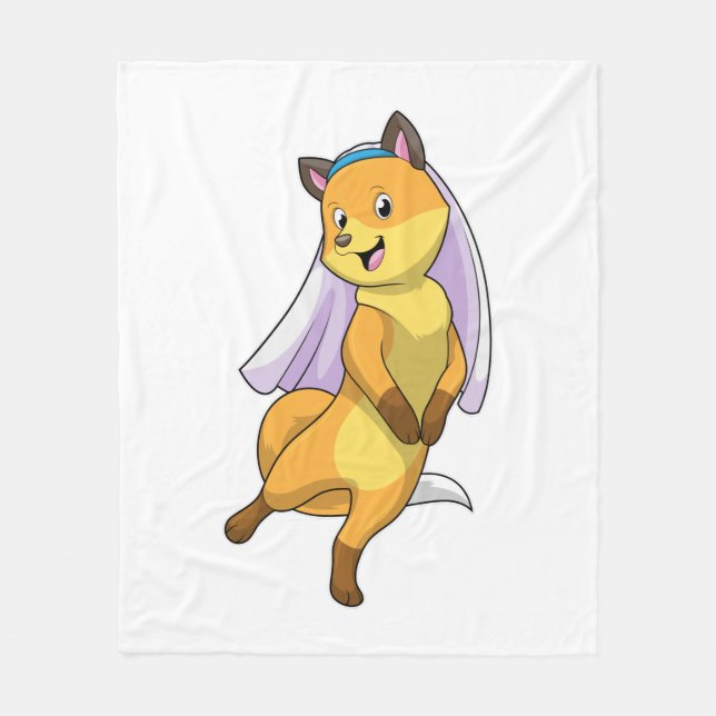 Fuchs als Braut mit Schleier Fleecedecke (Vorderseite)