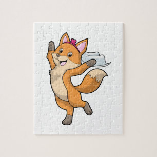 Fuchs als Braut mit Schleier & Herz Puzzle