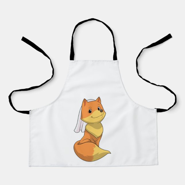 Fuchs als Braut mit Schleier Schürze (Vorderseite)