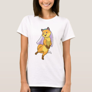Fuchs als Braut mit Schleier T-Shirt
