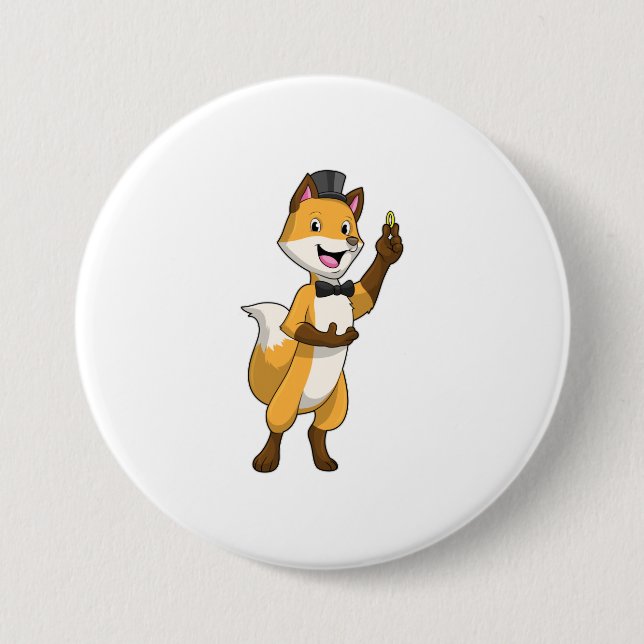 Fuchs als Bräutigam mit Ehering Button (Vorderseite)