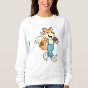 Fuchs als Mechaniker mit Schraubenschlüssel Sweatshirt