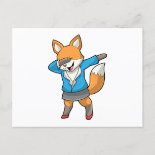 Fuchs als Sekretär beim Hip-Hop-Tanz Postkarte