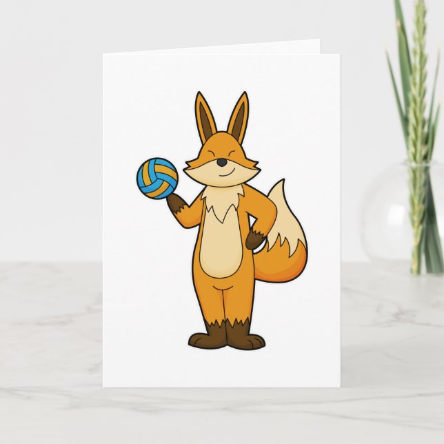 Fuchs als Volleyballspieler mit Volleyball Karte (Vorderseite)