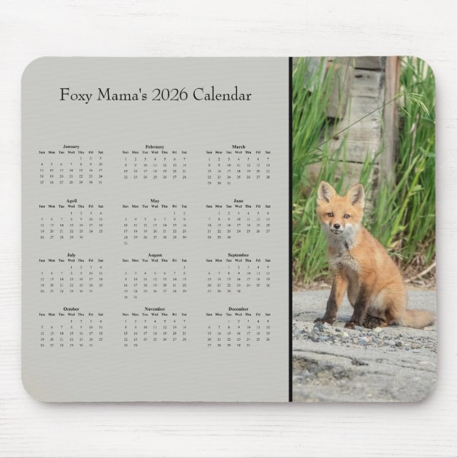 Fuchs - Anpassbarer Kalender für das gesamte Jahr  Mousepad (Vorne)