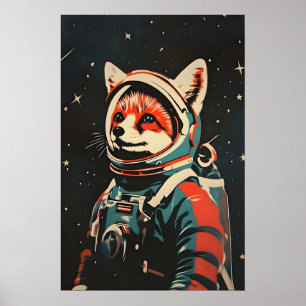 Fuchs-Astronautenposter, Fuchs-Retro-Druck, Fuchs Poster