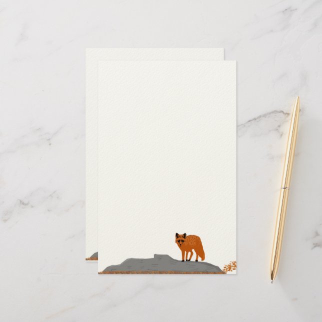 🦊 Fuchs auf dem Felsen Briefpapier (Vorderseite/Rückseite Beispiel)