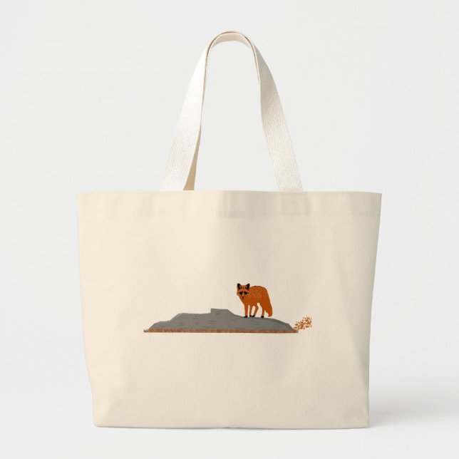 🦊Fuchs auf dem Felsen  Jumbo Stoffbeutel (Vorne)