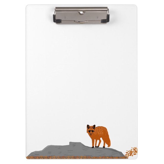 🦊 Fuchs auf dem Felsen Klemmbrett (Vorderseite)