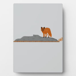 🦊Fuchs auf dem Felsen – Schreibtischdekoration Fotoplatte