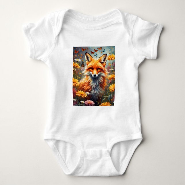 Fuchs auf der Wiese Baby Strampler (Vorderseite)