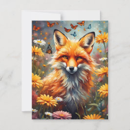 Fuchs auf der Wiese Mitteilungskarte