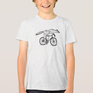Fuchs auf Fahrrad Kunstprint mit Laune Tri-Blend Shirt