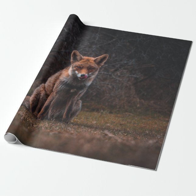 FUCHS AUF GRÜNEM FELD GESCHENKPAPIER (Ungerollt)