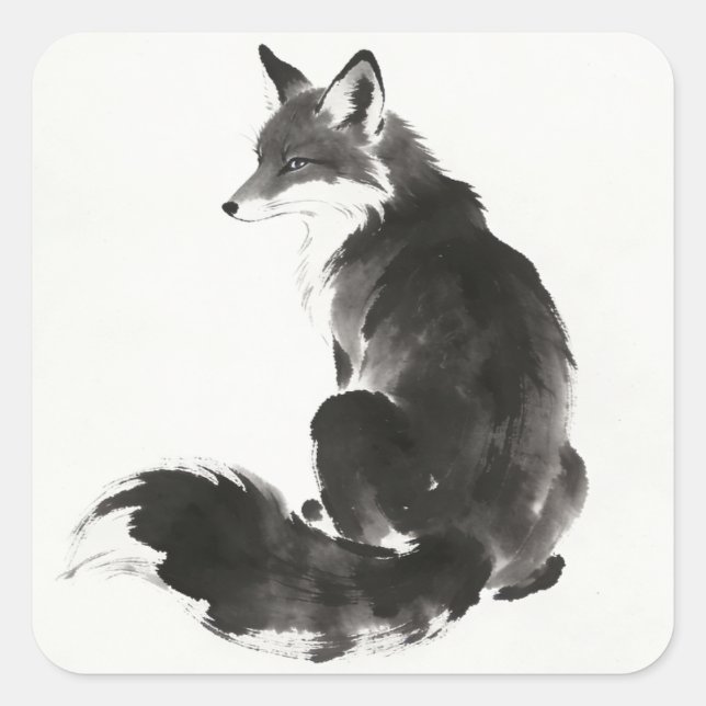 Fuchs-Aufkleber Quadratischer Aufkleber (Vorderseite)