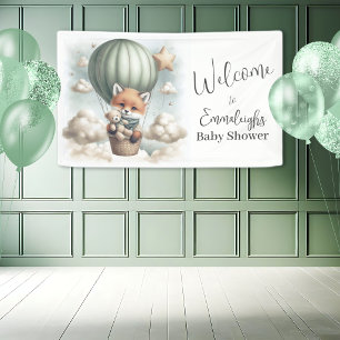 Fuchs-Bären-Abenteuer-Ballon-Baby-Shower-Willkomme Banner