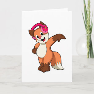 Fuchs bei der Musik mit Kopfhörern Karte