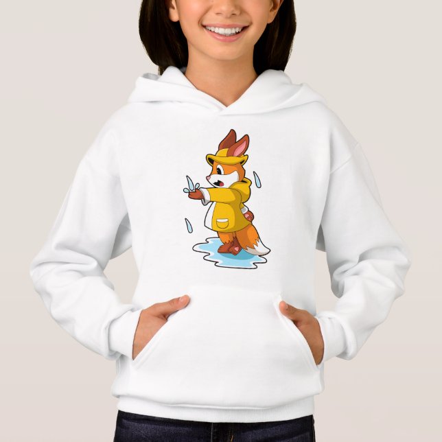 Fuchs bei Regen mit Regenfällen Hoodie (Vorderseite)