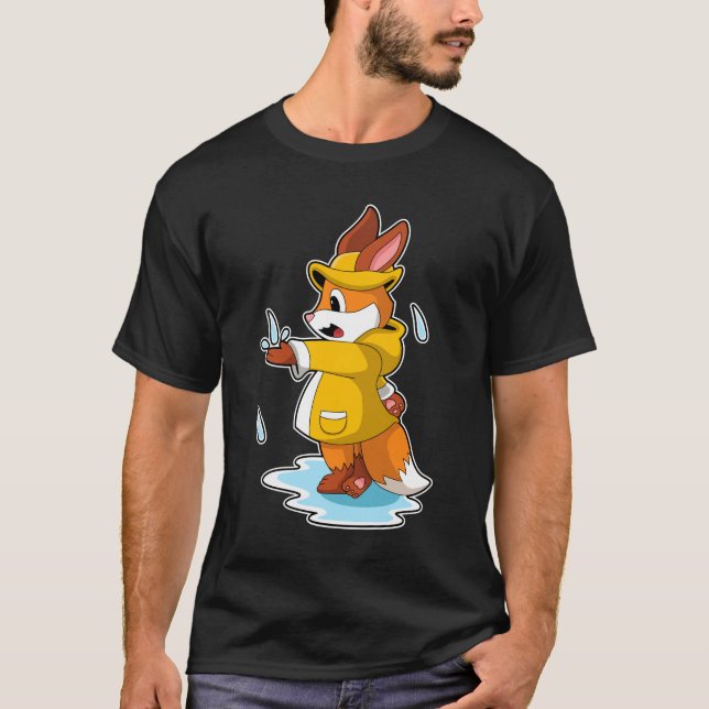 Fuchs bei Regen mit Regenfällen T-Shirt (Vorderseite)