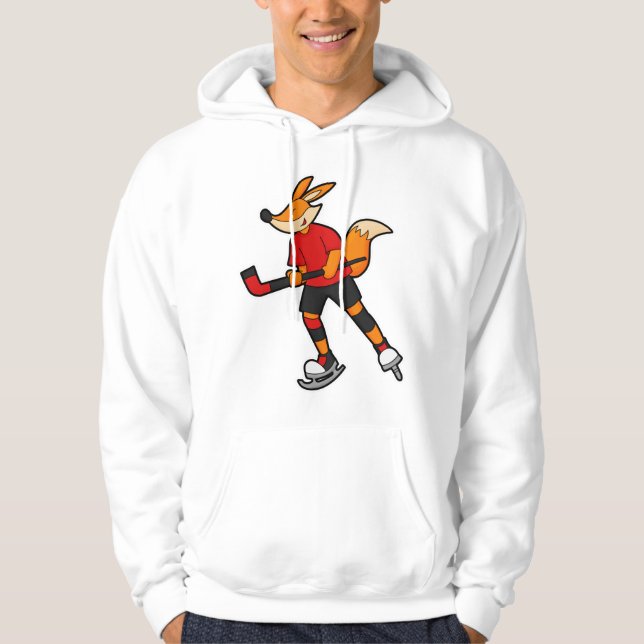 Fuchs beim Eishockey mit Eishockeyschläger Hoodie (Vorderseite)
