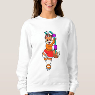 Fuchs beim Eishockey mit Eishockeyschläger Sweatshirt